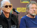 Jimmy Page y Robert Plant, en una rueda de prensa en 2012.