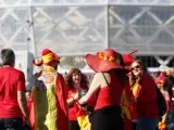 Aficionados españoles en las inmediaciones del estadio de Niza.