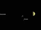 La sonda Juno captura esta imagen de las lunas Io, Europa, Ganímedes y Calisto.