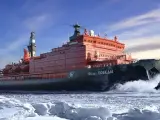 Es el mayor buque rompehielos del mundo y comenzó a construirse en un astillero de San Petersburgo en 1989.