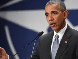 El presidente de EE UU, Barack Obama, durante la rueda de prensa ofrecida al término de la cumbre de la OTAN en Varsovia.