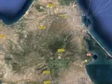 Vista vía satélite de la ciudad autónoma de Melilla y el monte Gurugú.