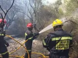 Bomberos trabajando en el incendio de Artana
