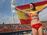 Ruth Beitia celebra su medalla de oro en los Europeos de atletismo.