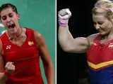Carolina Marín y Lydia Valentín, gesticulando en los Juegos de Río.