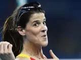 Ruth Beitia, gesticulando durante la final del salto de altura de Río 2016.