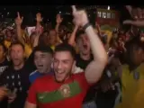 Brasileños celebrando el oro olímpico en fútbol.