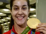 La campeona olímpica en Badmintón Carolina Marín, a su llegada al Aeropuerto Adolfo Suárez Madrid - Barajas tras participar en los Juegos Olímpicos de Río 2016, donde consiguió una medalla de oro.