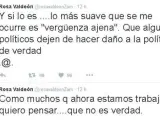 La consejera castellano-leonesa Rosa Valdeón, indignada en Twitter por el posible paso de José Manuel Soria al Banco Mundial.