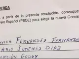 Nombres que forman la gestora del PSOE, con Javier Fernández al frente.