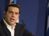 El primer ministro griego, Alexis Tsipras, en rueda de prensa.