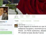 Tuit de Pedro Sánchez tras el Comité Federal del PSOE.