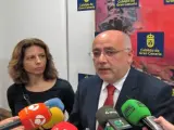 El presidente del Cabildo de Gran Canaria este jueves antes del pleno