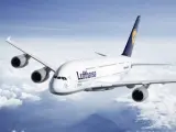 Un avión de Lufthansa en pleno vuelo.