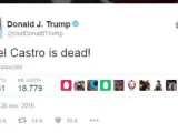 Reacción de Donald Trump en Twitter tras la muerte de Fidel Castro.
