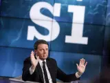 El primer ministro italiano, Matteo Renzi, participa en el programa "Porta a porta", de la cadena Rai.