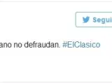 Tuit de Rufián sobre la evasión de impuestos de futbolistas con motivo del clásico.