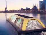 Recreación del proyecto de gimnasio flotante en el río Sena, en París.