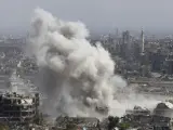 Imagen de un bombardeo cerca de Damasco.