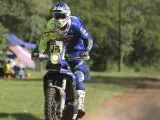 El español Juan Pedrero García conduce su motocicleta Sherco TVS durante la primera etapa del Rally Dakar 2017.