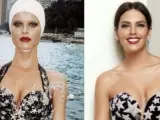 A la izquierda, el modelo de Mister Pearl. A la derecha, el vestido de Pedroche.