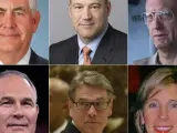 Algunos de los polémicos fichajes de Trump para su Gobierno, de izquierda a derecha y de arriba abajo: Rex Tillerson, Gary Cohn, James 'Perro loco' Mattis, Scott Pruitt, Rick Perry y Betsy DeVos.