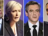 De izquierda a derecha, Emmanuel Macron, Marine Le Pen, François Fillon y Benoît Hamon.