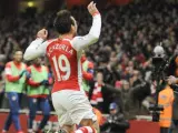 El centrocampista asturiano del Arsenal Santi Cazorla celebra su gol ante el Newcastle United.