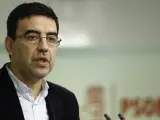 Rueda de prensa del portavoz de la gestora, Mario Jiménez, en la sede del PSOE.
