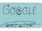 El doodle del dragón de Komodo.