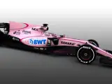 La nueva imagen del monoplaza Force India VJM10, con el color rosa predominante.