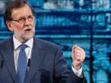 El presidente del Gobierno, Mariano Rajoy, durante su intervención en el XVI Congreso del PP de Madrid .