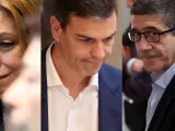 Susana Díaz, Pedro Sánchez y Patxi López, en la capilla ardiente de Carme Chacón.