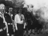 Una prueba de máscaras antigás durante la II Guerra Mundial