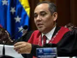 El presidente del Tribunal Supremo de Justicia de Venezuela, el magistrado Maickel Moreno, durante una rueda de prensa en Caracas, en abril de 2017.