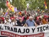 Manifestación que las Marchas de la Dignidad, que aglutinan a cuatro columnas procedentes de distintas partes de España, llevan a cabo hoy por las calles de Madrid, en su lucha contra la precariedad laboral, el paro y la degradación de la educación y sanidad.