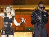 Fergie y Apl.de.ap de la banda californiana The Black Eyed Peas, durante un concierto en Madrid en 2011.