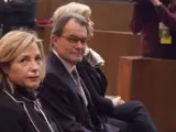 Imagen de Artur Mas, Joana Ortega e Irene Rigau en la sala del juicio por la consulta del 9N.
