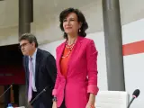 La presidenta del Banco Santander, Ana Botín, informa sobre la compra del Banco Popular.