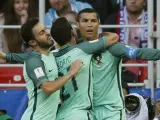 Cristiano Ronaldo celebra su gol ante Rusia en la Copa Confederaciones.