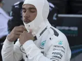 El piloto de Mercedes Lewis Hamilton, durante el GP de Azerbaiyán.