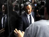 El agente de futbolistas Jorge Mendes a su llegada al Juzgado de Instrucción número 1 de Pozuelo de Alarcón (Madrid) para declarar en el marco de la investigación por el presunto fraude fiscal cometido por el futbolista Radamel Falcao.