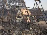 Camping Doñana, afectado por el incendio de Moguer (Huelva).