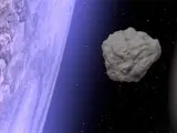 Recreación de un asteroide a punto de impactar con la Tierra.