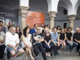 El director y los actores de reparto que conforman 'La Orestíada' del Festival de Teatro de Málaga.