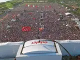 Imagen aérea de la marcha opositora en Turquía.