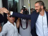El central italiano Leonardo Bonucci, a su llegada a Milán para firmar por el AC Milan.