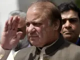 Nawaz Sharif, ya ex primer ministro de Pakistán en una rueda de prensa.