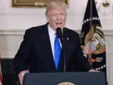 El presidente estadounidense, Donald Trump, comparece ante los medios en la Casa Blanca.