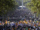 Un momento previo a la manifestación contra los atentados yihadistas en Cataluña.